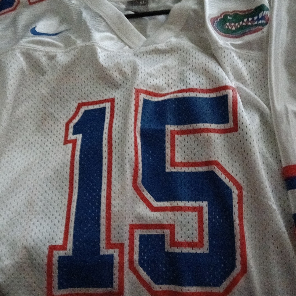 White Jersey with Blue and Red Number 15